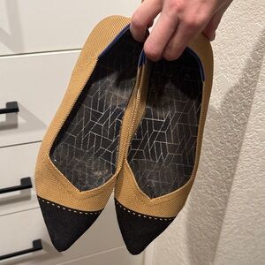 Rothy's Tan and Black Flats